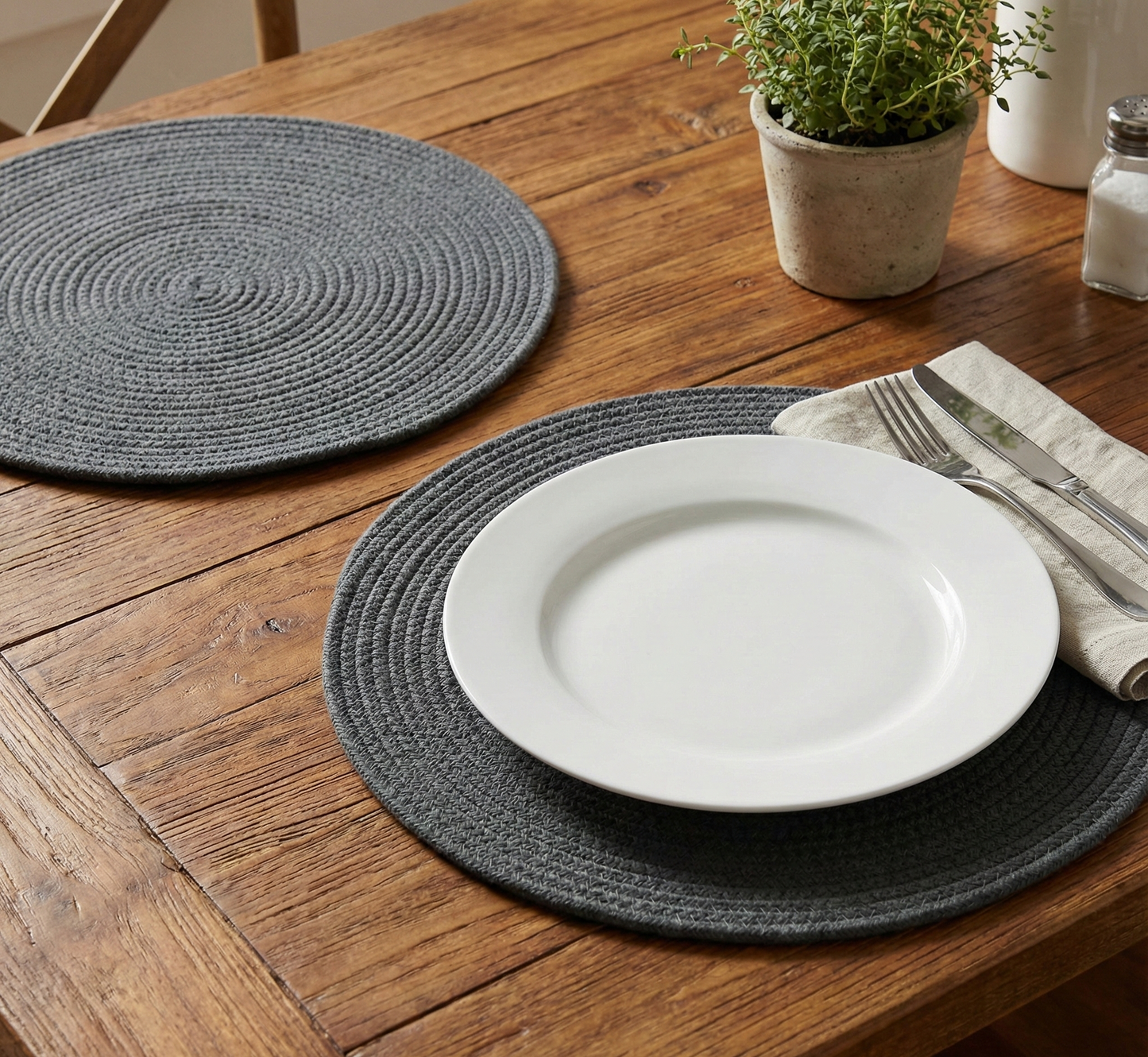Dark Grey Cotton Placemats