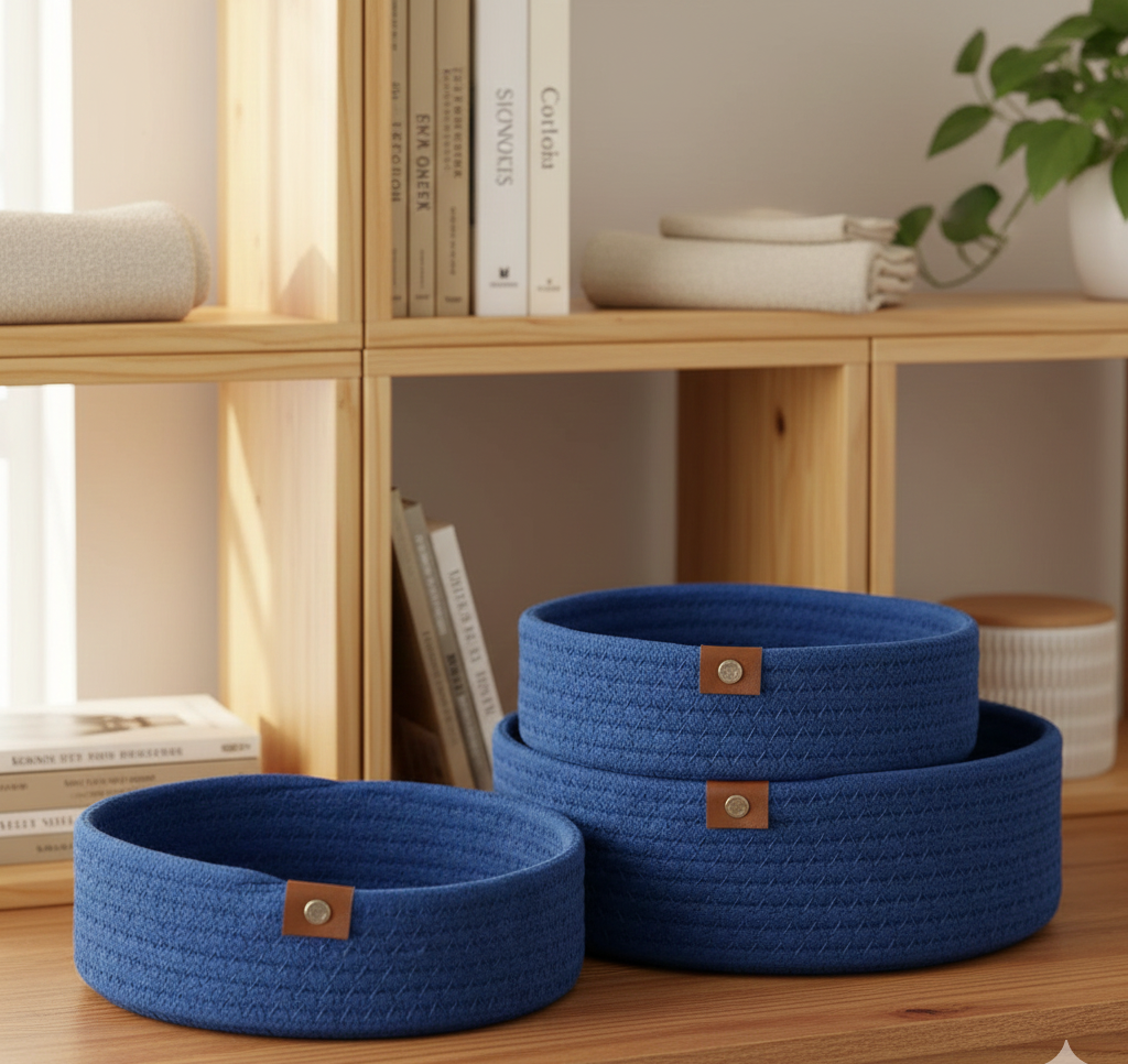 Royal Blue Classic Shelf Baskets - Set of 3