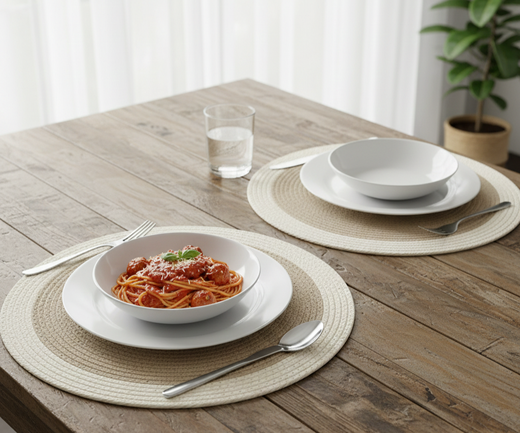 Beige with Off-White Border Dual-Color Placemats