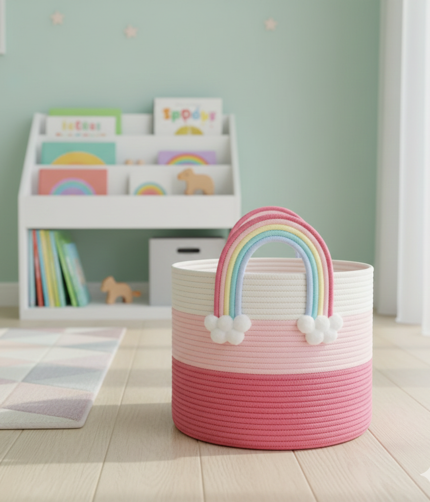 Kids Rainbow Cotton Storage Basket