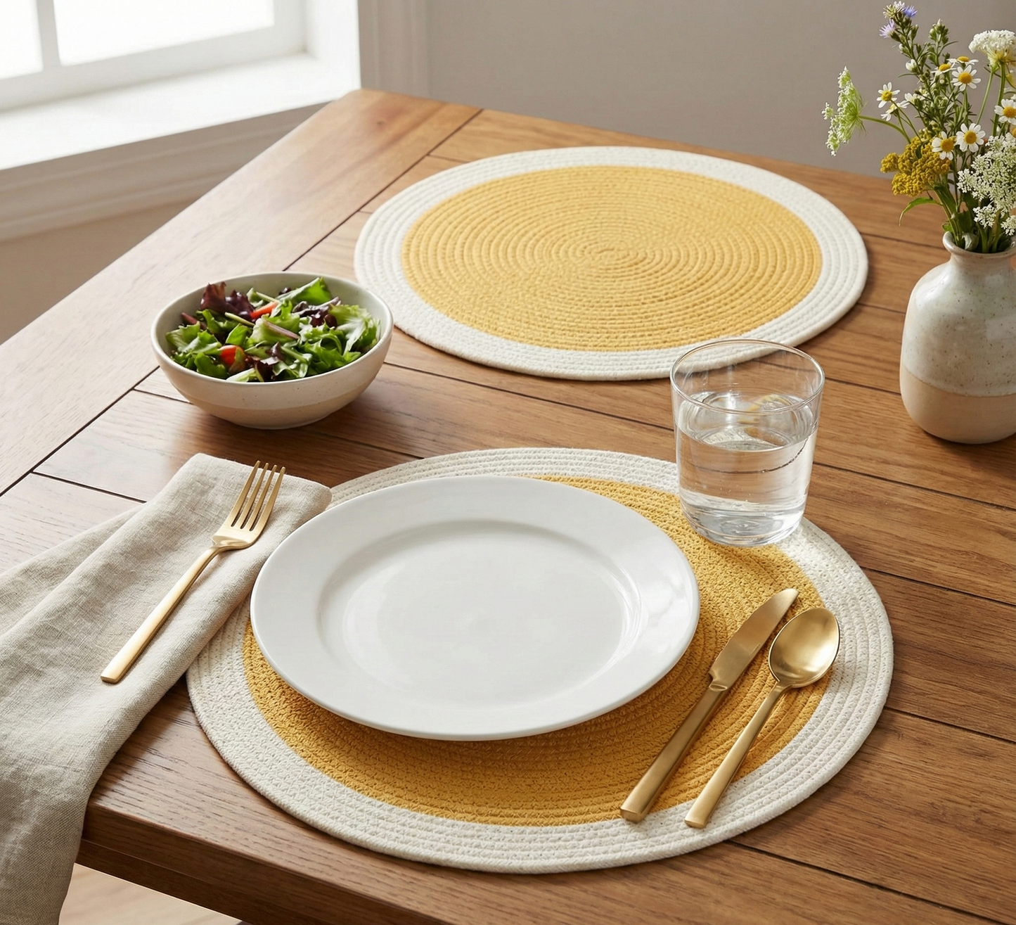Yellow with White Border Dual-Color Placemats