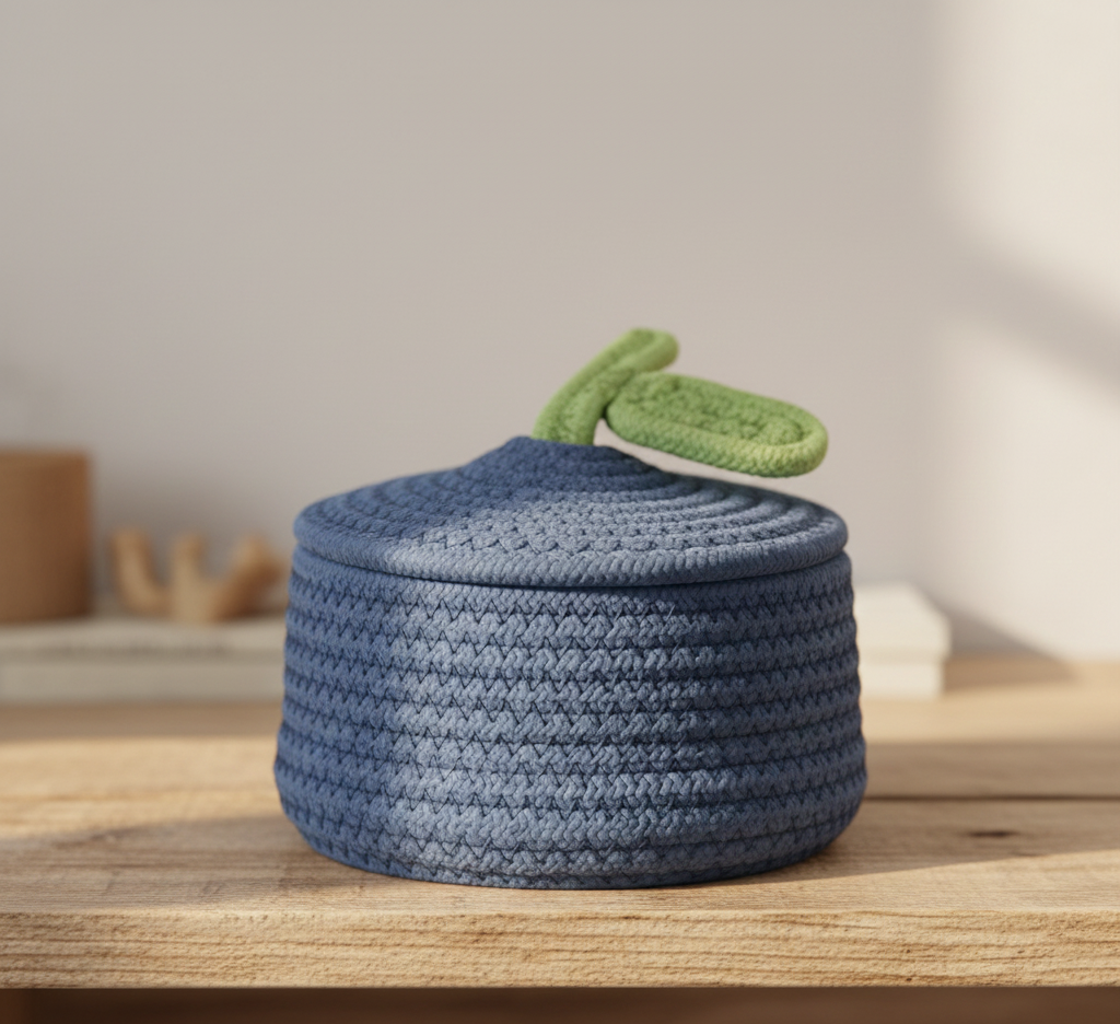 Multiple Colors Cotton Storage Baskets with Lid