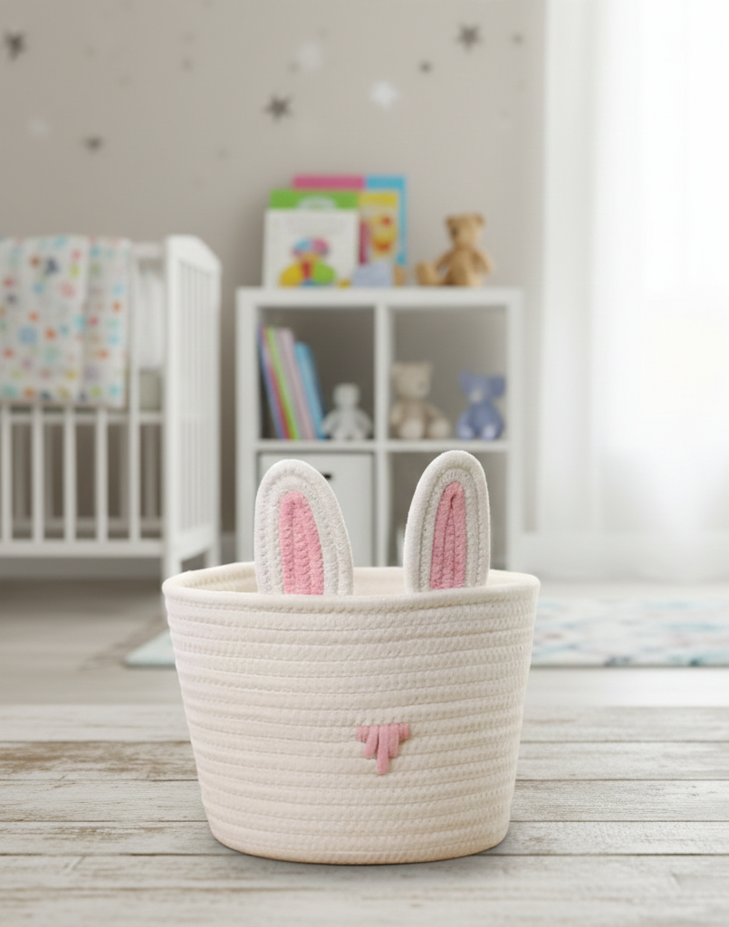 Kids Cute Cotton Bunny Ear Basket - Multiple colors