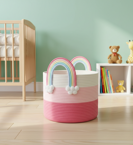 Kids Rainbow Cotton Storage Basket