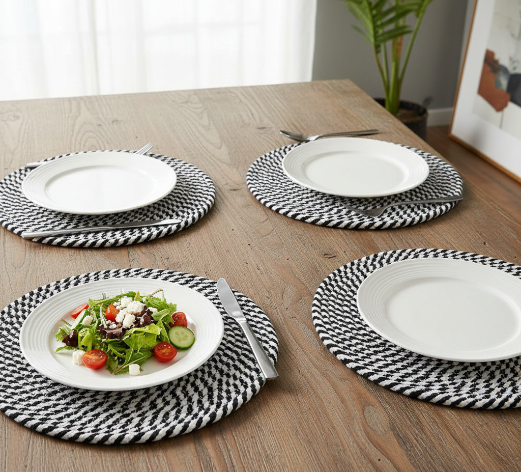 Earthy Textures Two-Tone Braided Placemats - Multiple Colors