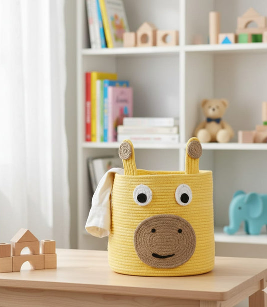 Yellow Cow Cotton Kids Toy Storage Basket