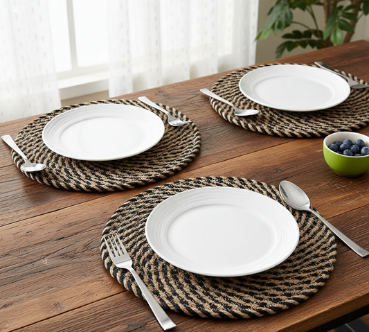 Earthy Textures Two-Tone Braided Placemats - Multiple Colors