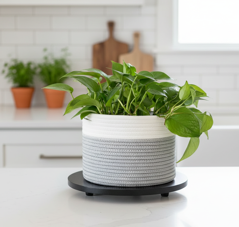 White & Grey Cotton Storage Basket / Planter - Multiple Sizes - Customizable