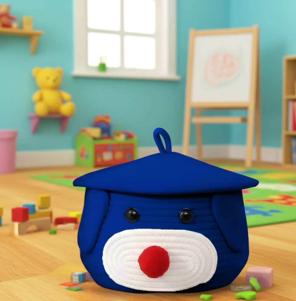 Kids Multi-Purpose Cotton Basket with Lid - Multiple Colors - 11 x 11 x 7 inch