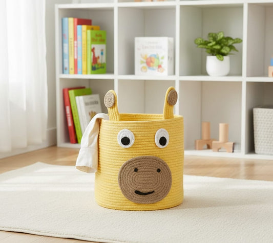 Yellow Cow Cotton Kids Toy Storage Basket