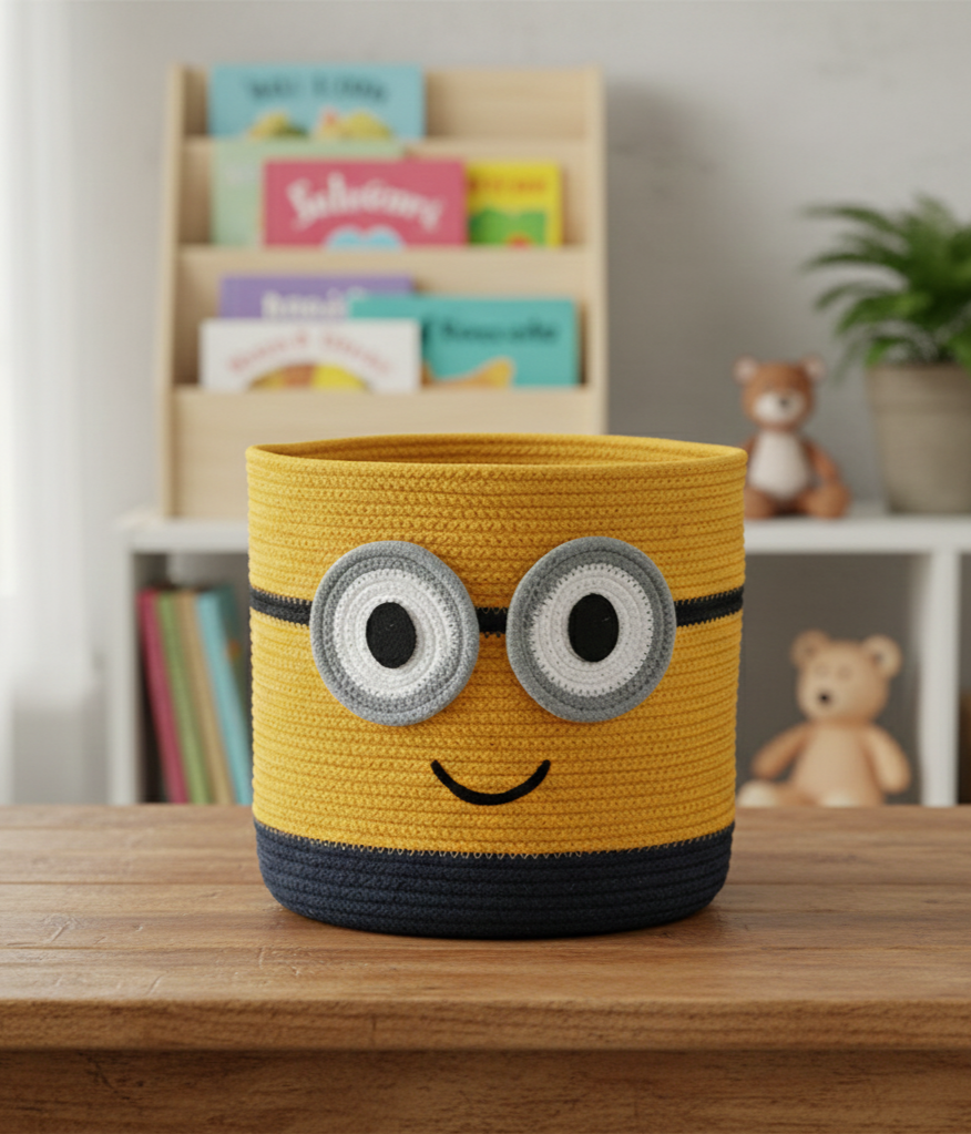 Yellow Minion Cotton Kids Storage Basket