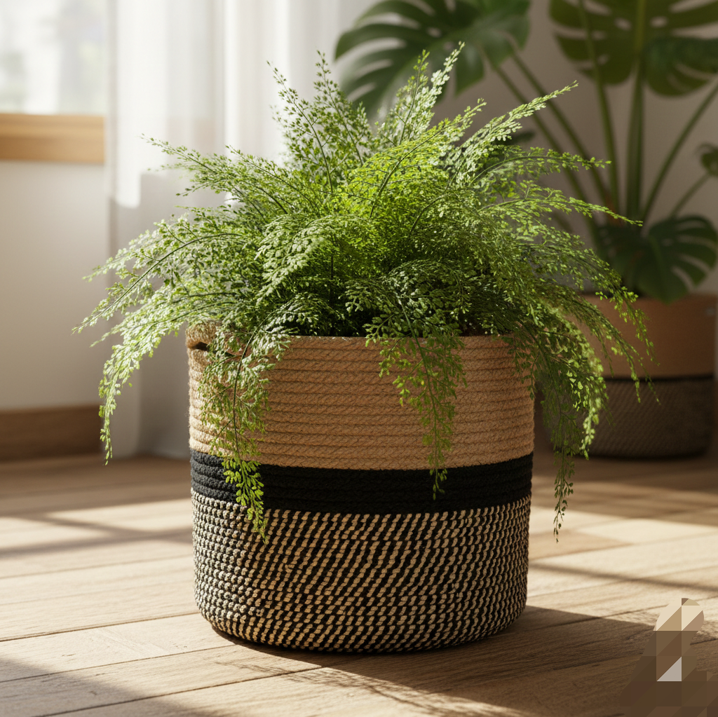 Beige & Black Cotton Planter & Organizer Basket - Multiple Sizes