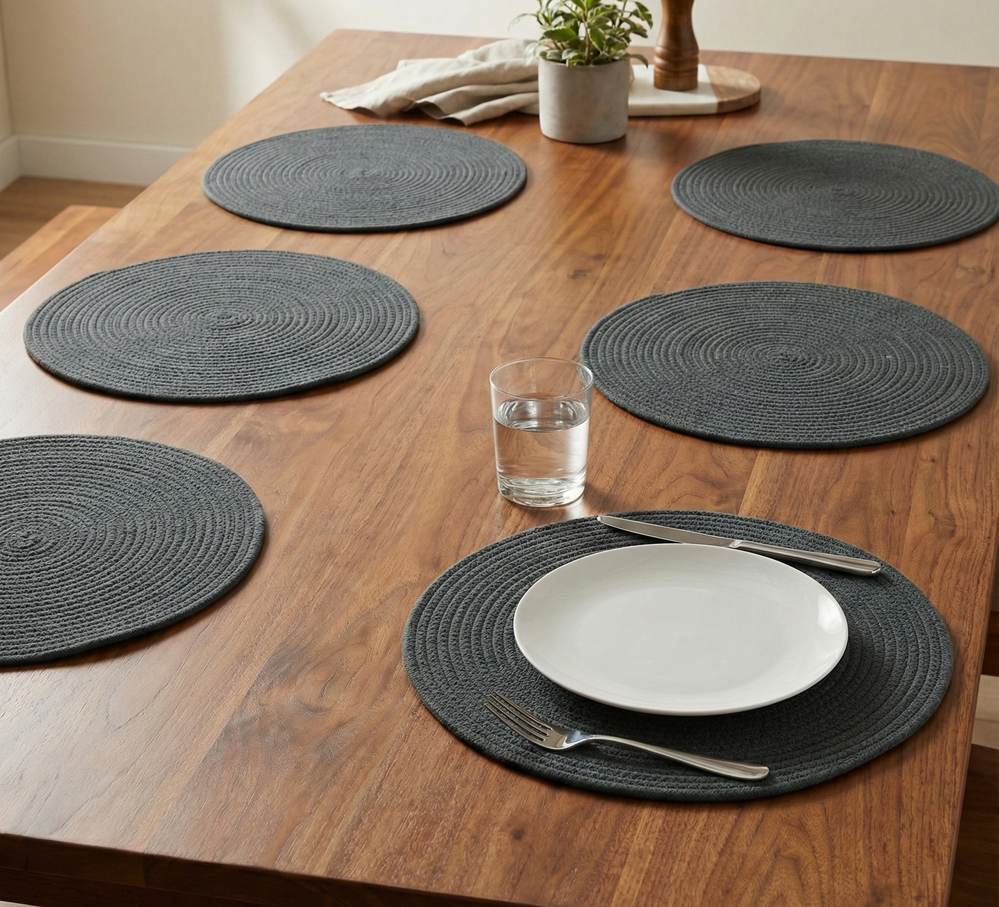 Dark Grey Cotton Placemats