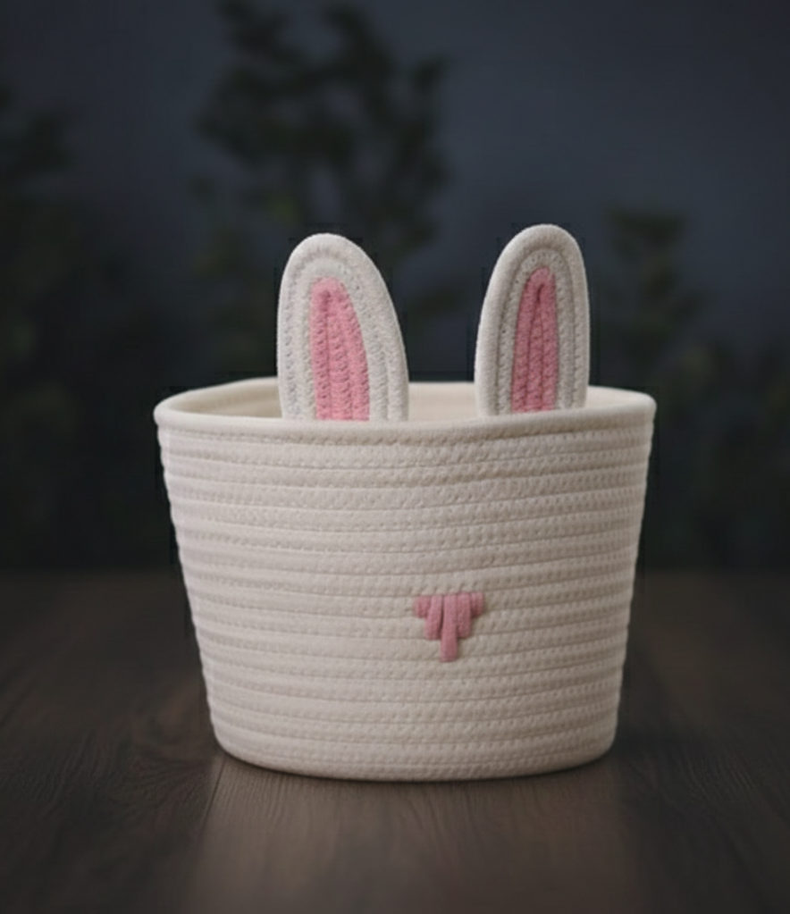 Kids Cute Cotton Bunny Ear Basket - Multiple colors