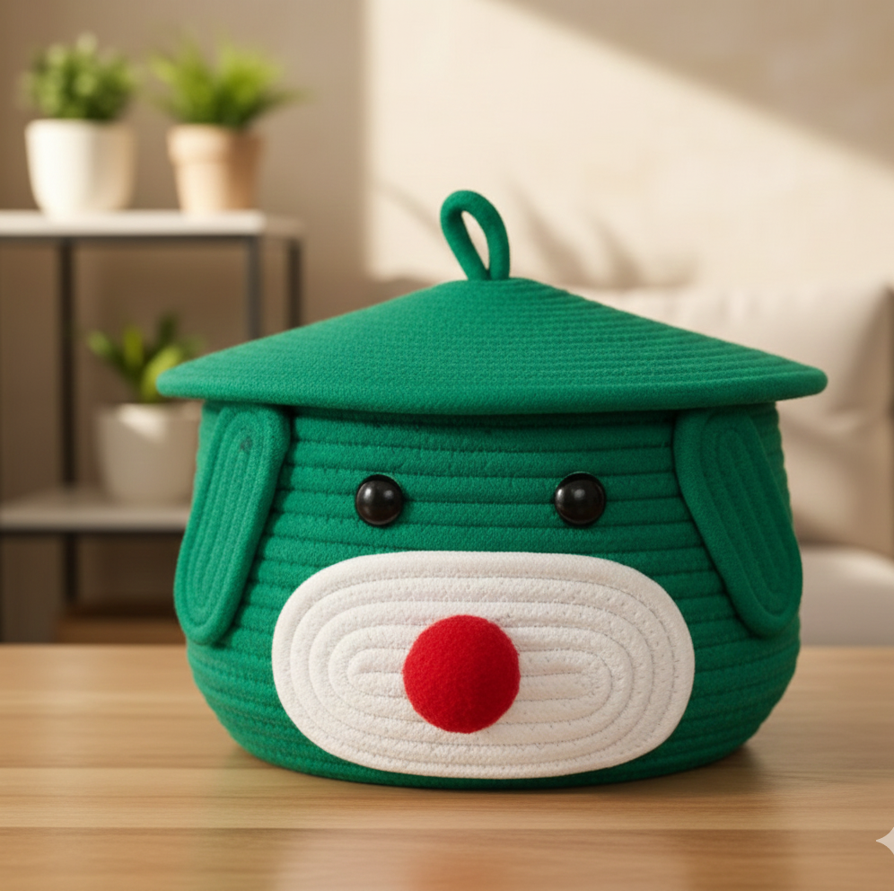 Kids Multi-Purpose Cotton Basket with Lid - Multiple Colors - 11 x 11 x 7 inch