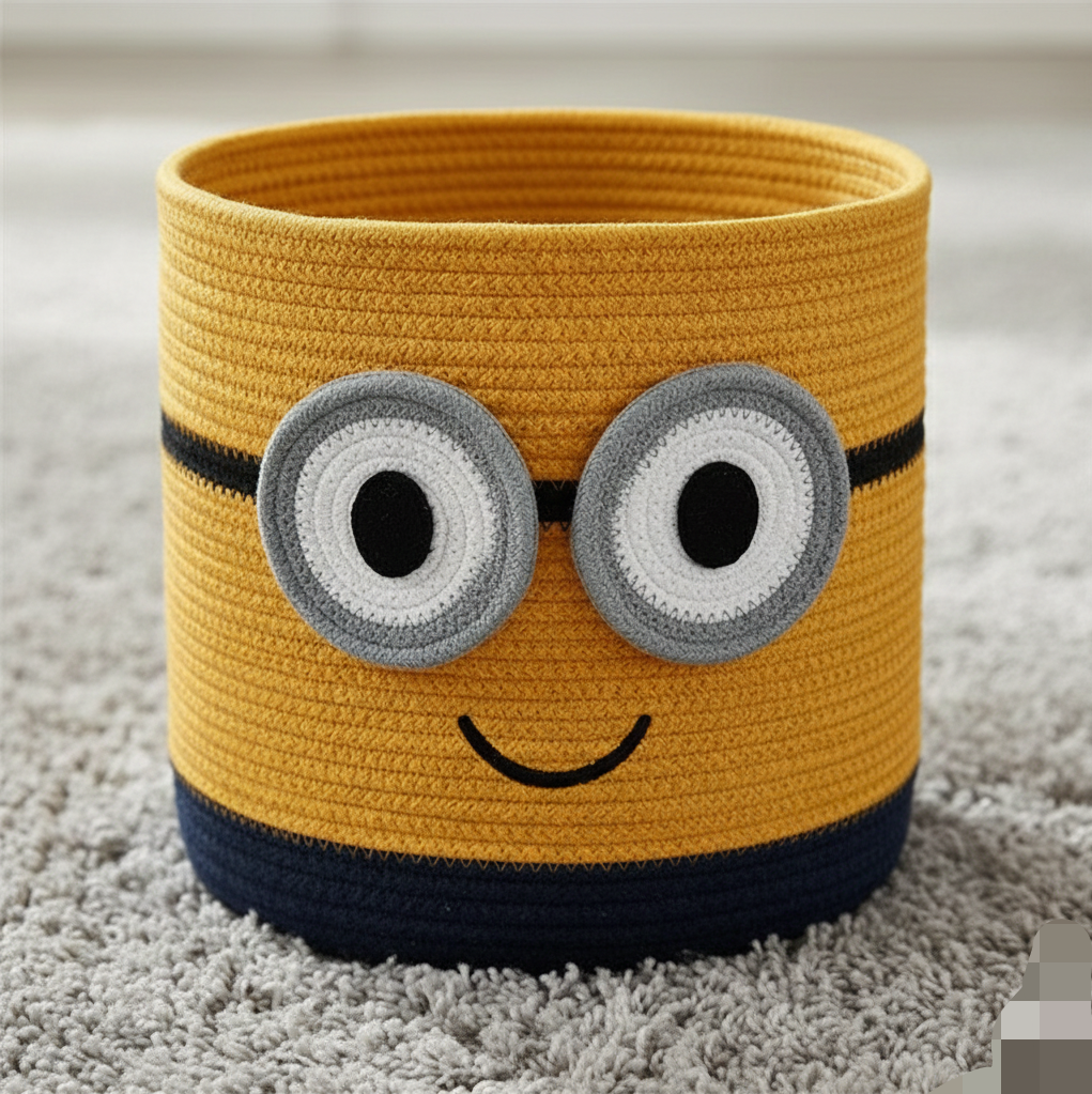 Yellow Minion Cotton Kids Storage Basket