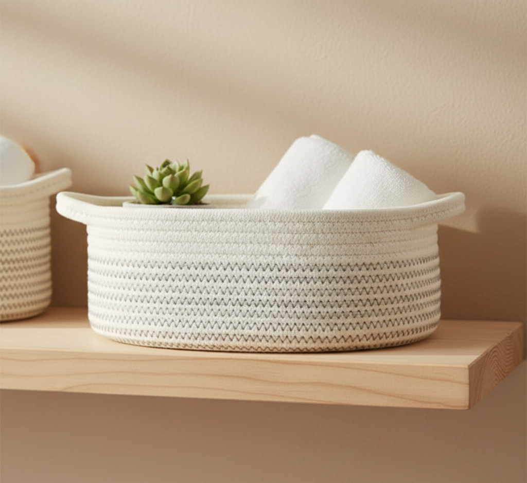 White Cotton Organizer with Black Threading - Multiple Sizes - Customizable