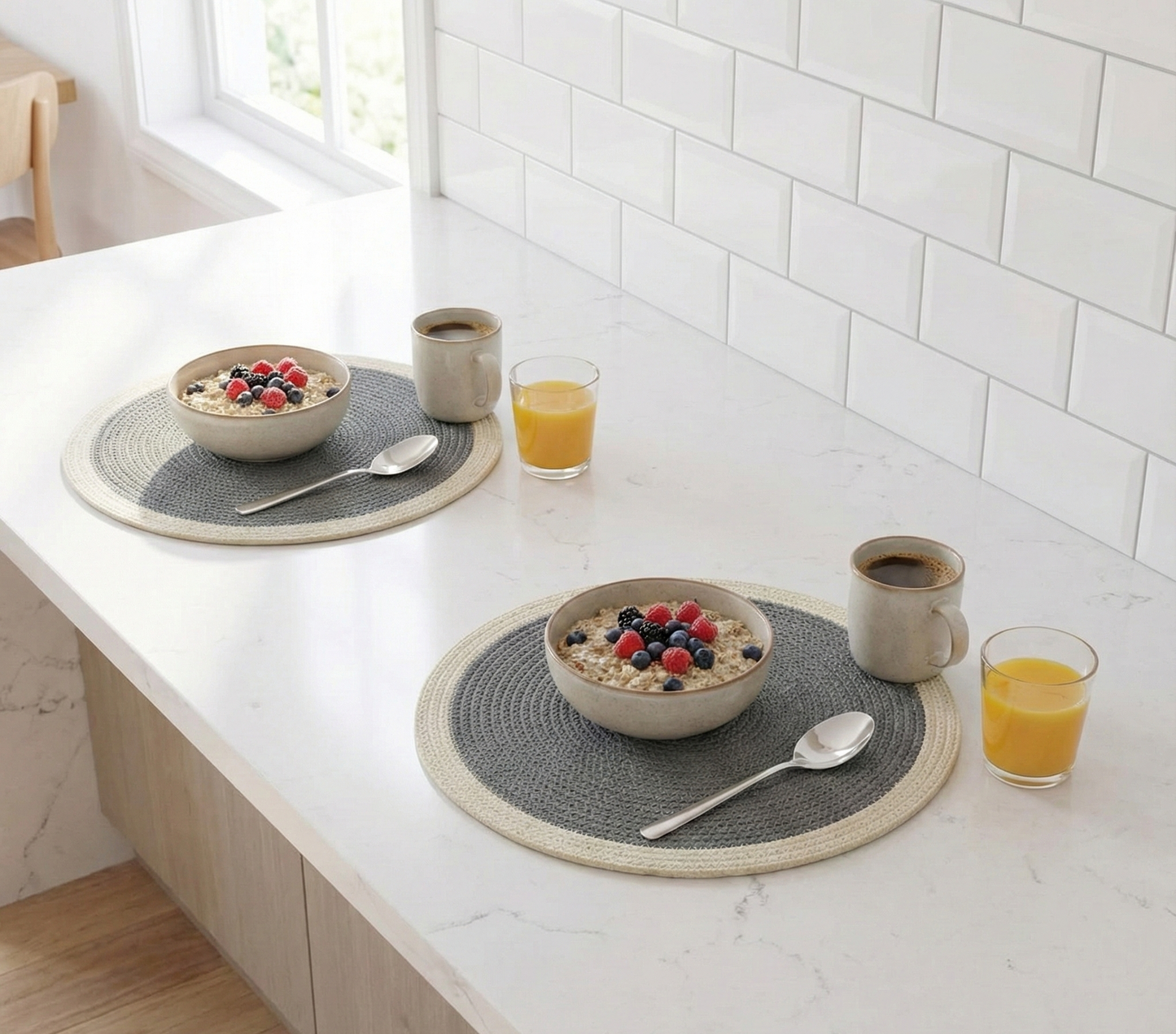 Grey with White Border Dual-Color Placemats