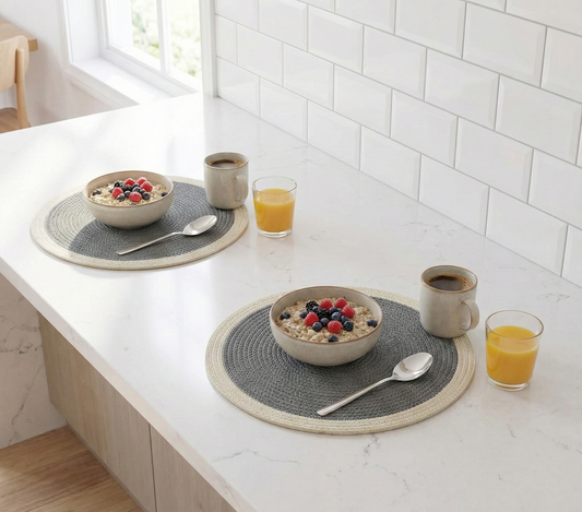 Grey with White Border Dual-Color Placemats