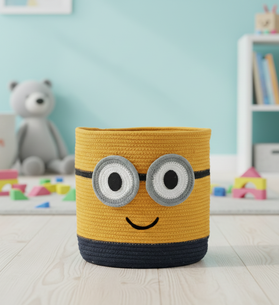 Yellow Minion Cotton Kids Storage Basket