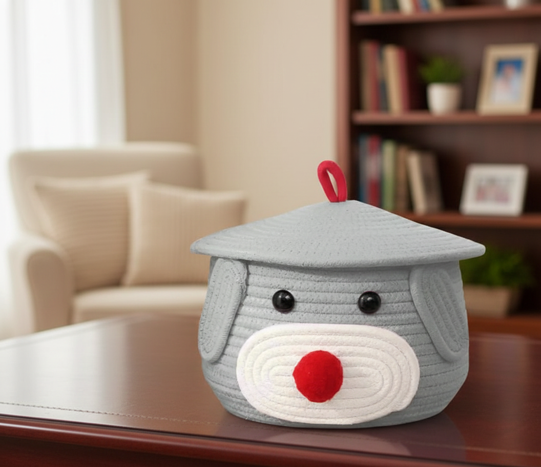 Kids Multi-Purpose Cotton Basket with Lid - Multiple Colors - 11 x 11 x 7 inch