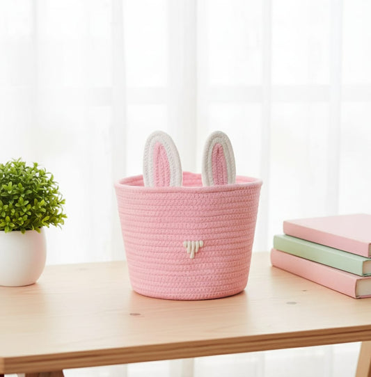 Kids Cute Cotton Bunny Ear Basket - Multiple colors
