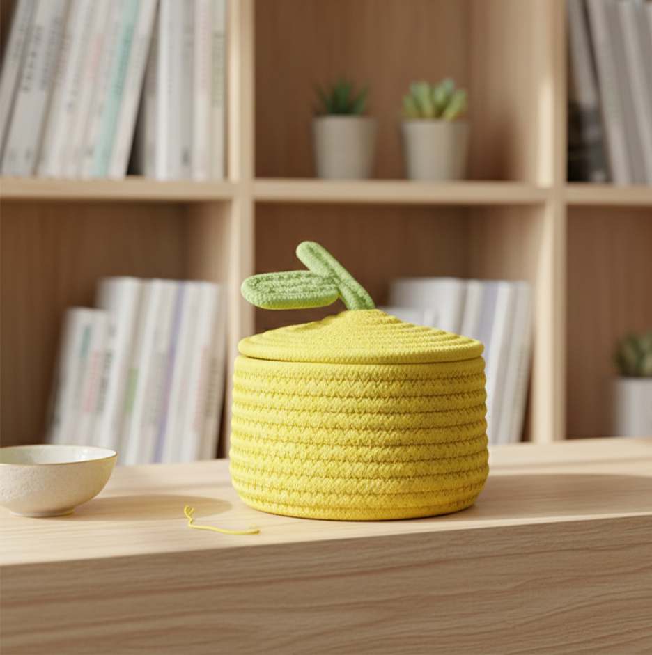 Multiple Colors Cotton Storage Baskets with Lid