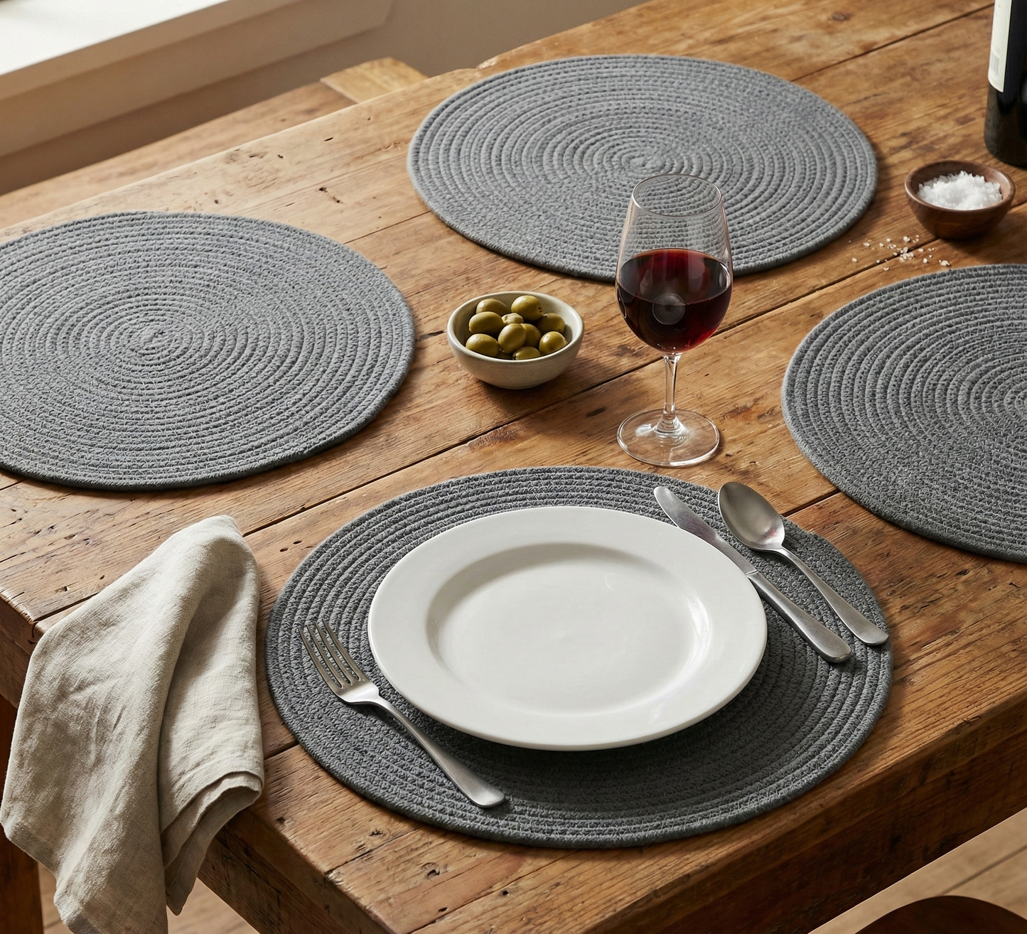 Dark Grey Cotton Placemats