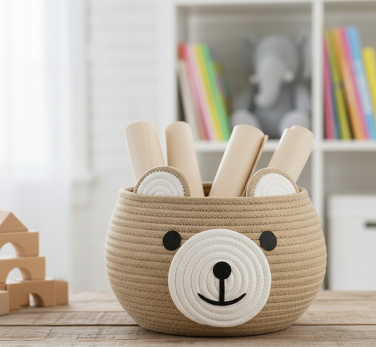 Kids Brown Cotton Planter & Organizer Basket