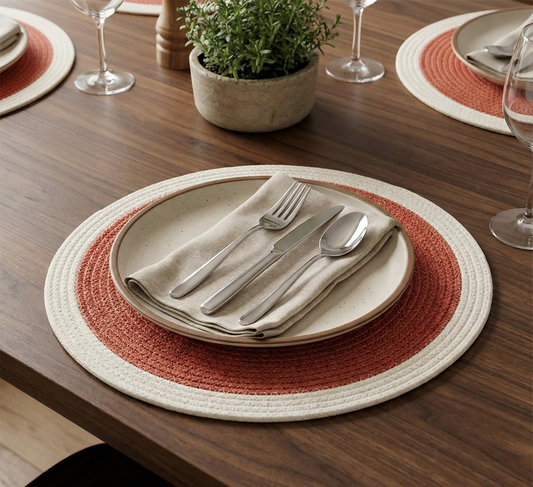 Red and Off-White Dual-Color Placemats