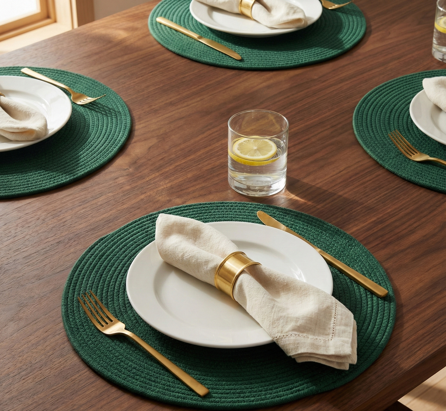 Dark Green Cotton Placemats