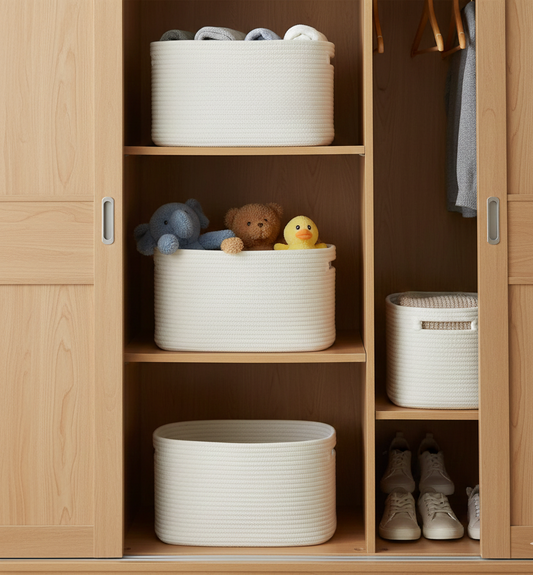 Modern White Storage Basket - 15 x 10 x 9.5 inch - Customizable Size Option