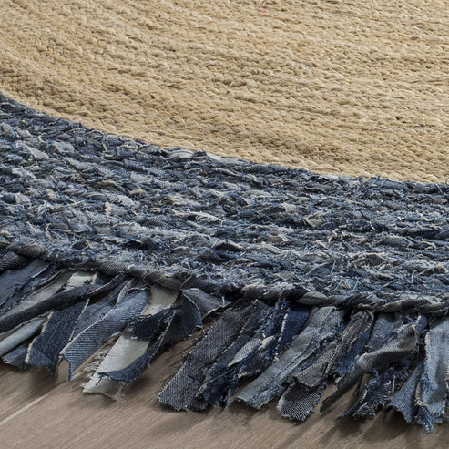 Denim & Jute Flower Shaped Handwoven Rug