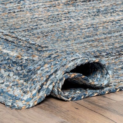 Jute & Denim Rectangular Indoor Solid Coastal Area Rug