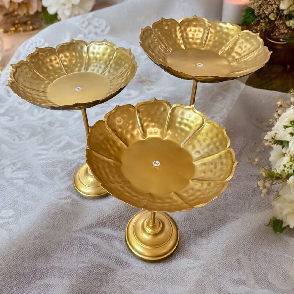 Gold Metal Urli Bowl Tealight Candle Holder Stand