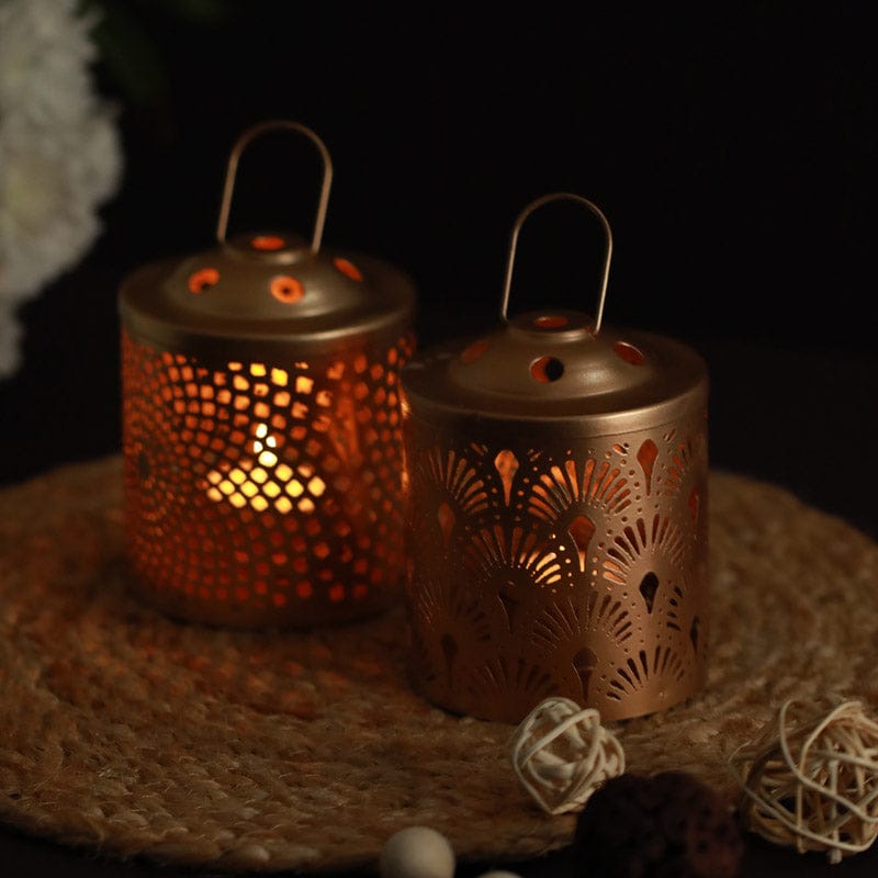Antique Metal Lantern and Hanging Tealight Holder for Home Decor