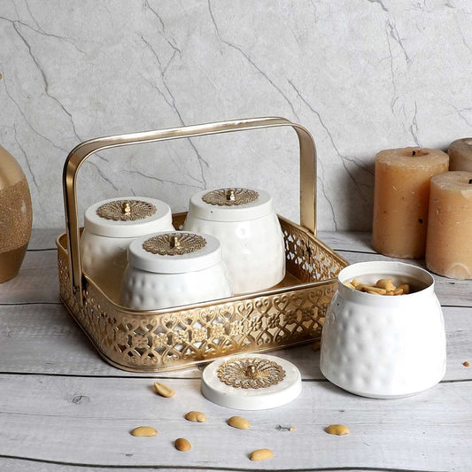 Unique Palette Multipurpose Metal Hamper Oval Fancy Basket/Tray/Platter Box With Movable Handles