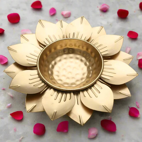 Golden Decorative Metal Diwali Pooja Urli Bowl