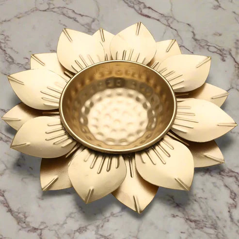 Golden Decorative Metal Diwali Pooja Urli Bowl