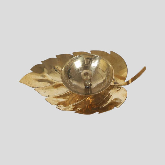 Golden Leaf Metal Diya