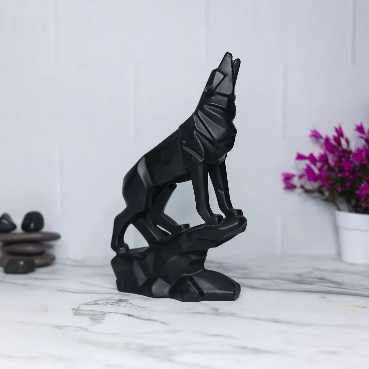 Geometric Wolf Sculpture